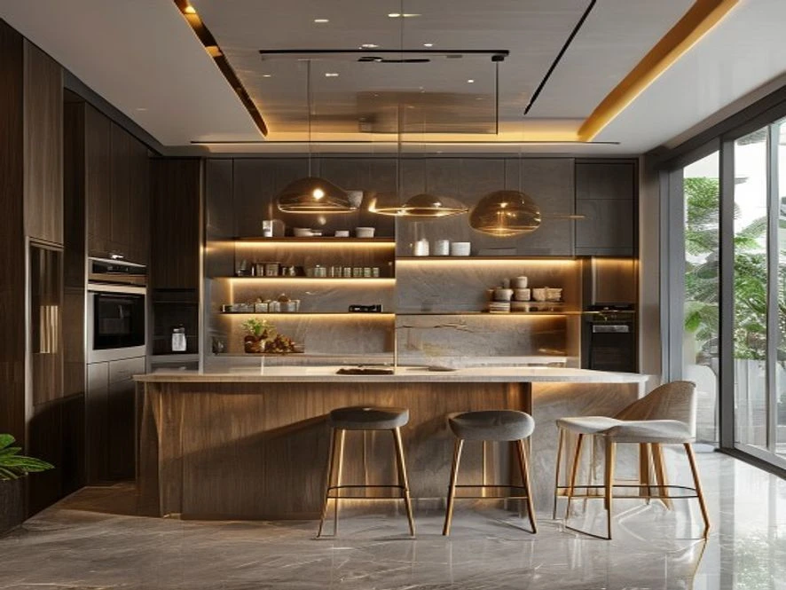 Mẫu thiết kế nội thất phòng bếp 15m2 hiện đại tại TP.HCM