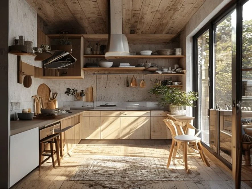 Mẫu thiết kế nội thất phòng bếp 25m2 phong cách Scandinavian ấm cúng