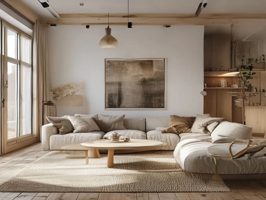Mẫu thiết kế nội thất phòng khách 15m2 phong cách Scandinavian Bắc Âu