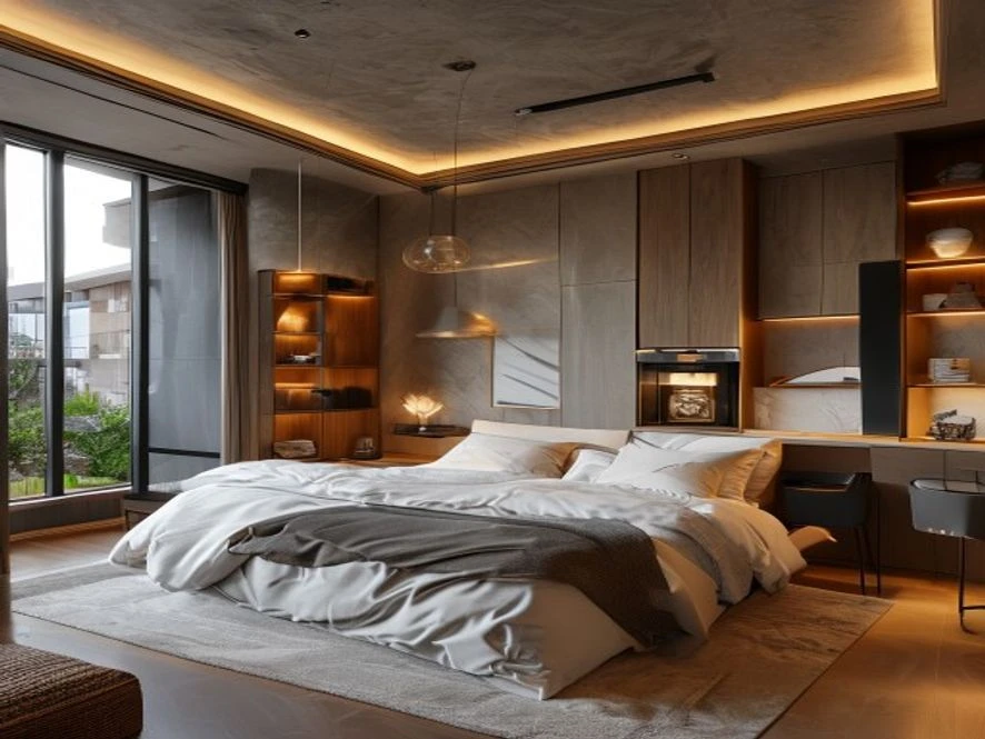 Mô hình tích hợp bếp trong thiết kế nội thất phòng ngủ 15m2