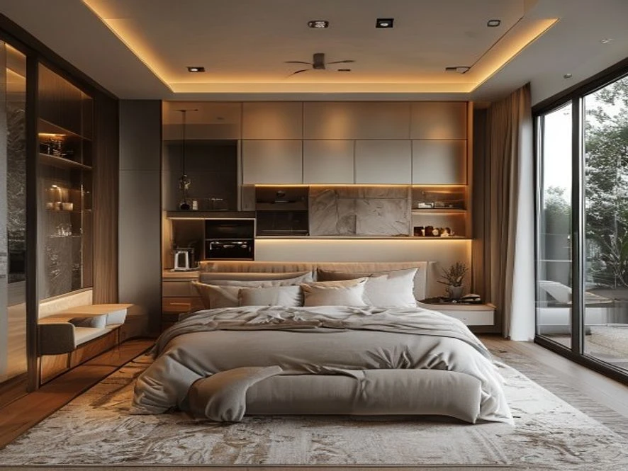 Một số mẫu nội thất phòng ngủ 10m2 đẹp tích hợp khu vực bếp