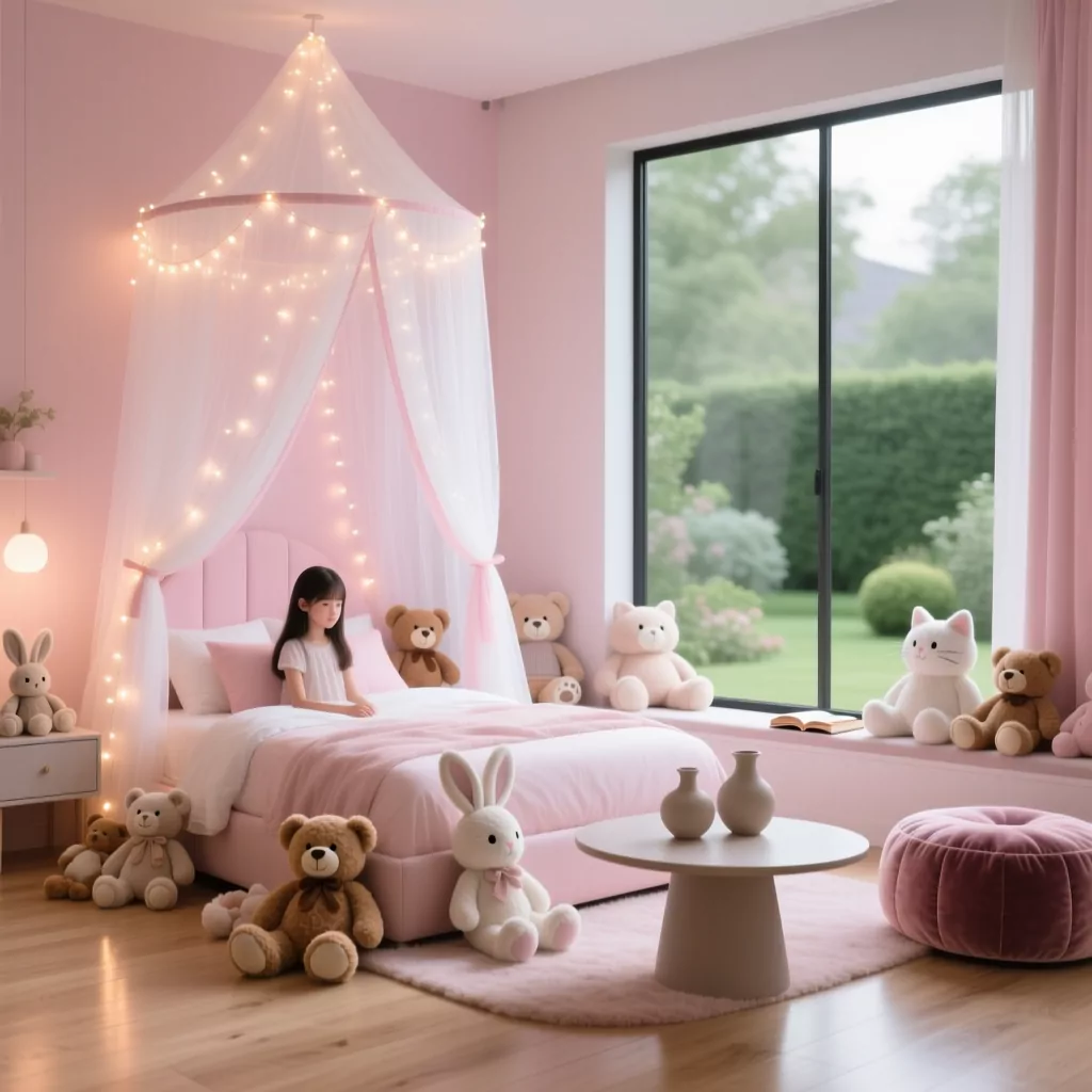 Phòng ngủ bé gái hiện đại trong nội thất biệt thự