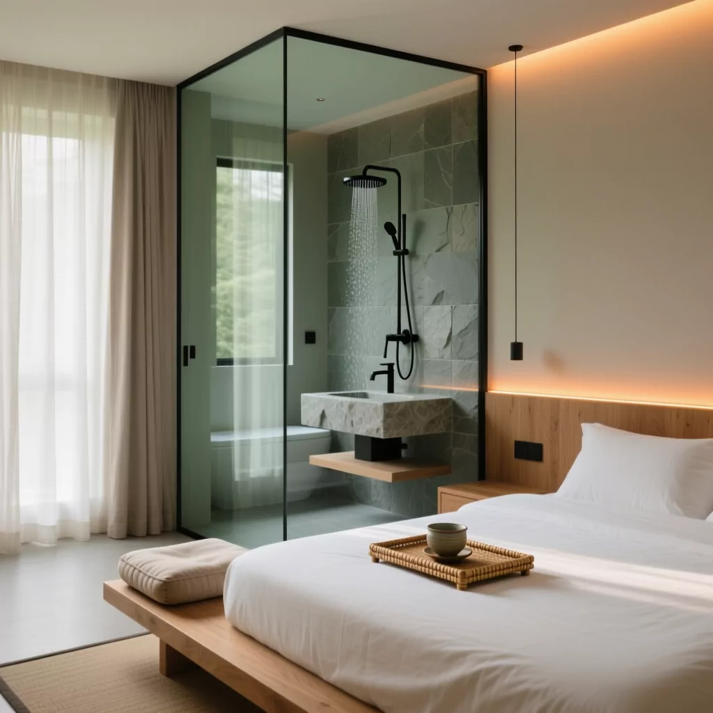 Phòng ngủ nội thất biệt thự phong cách tối giản