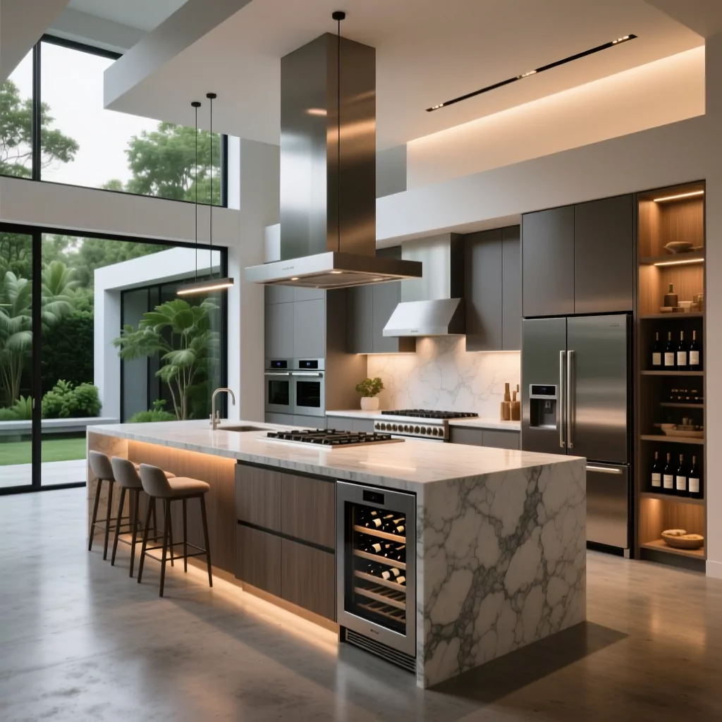 Không gian nội thất biệt thự hiện đại khu vực bếp lớn