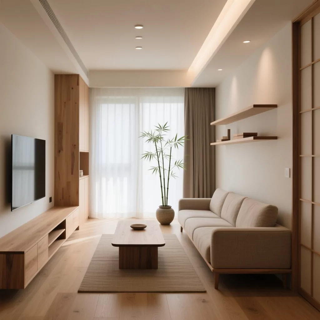 Phòng khách Japandi tinh tế trong không gian biệt thự