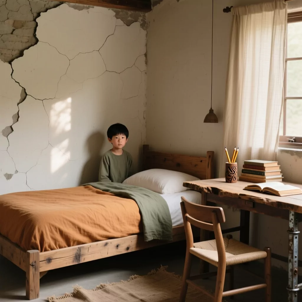 Thiết kế phòng ngủ nhà cấp 4 đẹp theo phong cách Wabi-Sabi tối giản