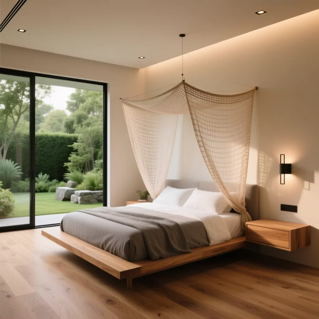 Mẫu nội thất nhà cấp 4 đẹp với phòng ngủ hiện đại liền kề không gian sống