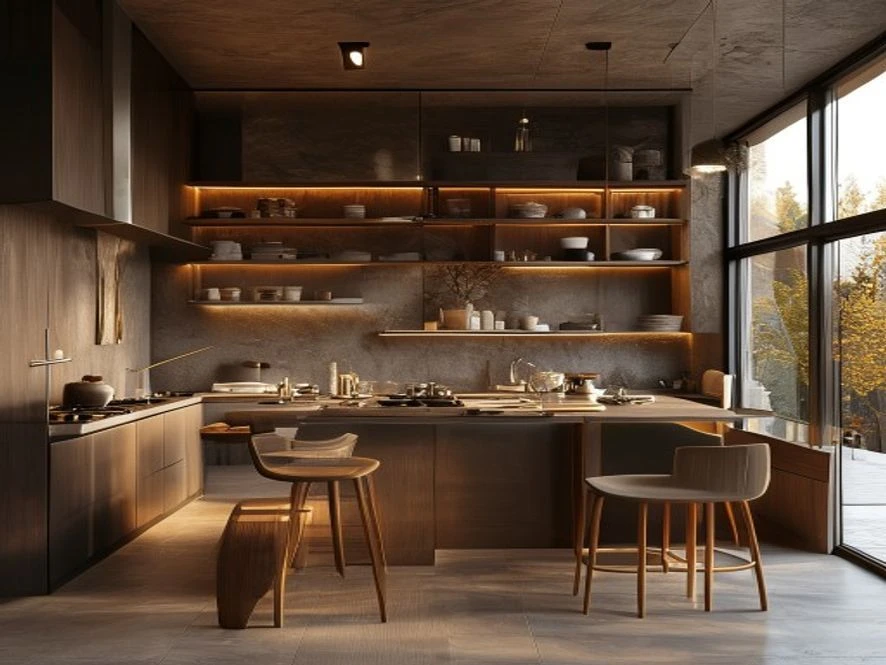 Nội thất phòng bếp 12m2 phong cách Bắc Âu sang trọng tinh tế