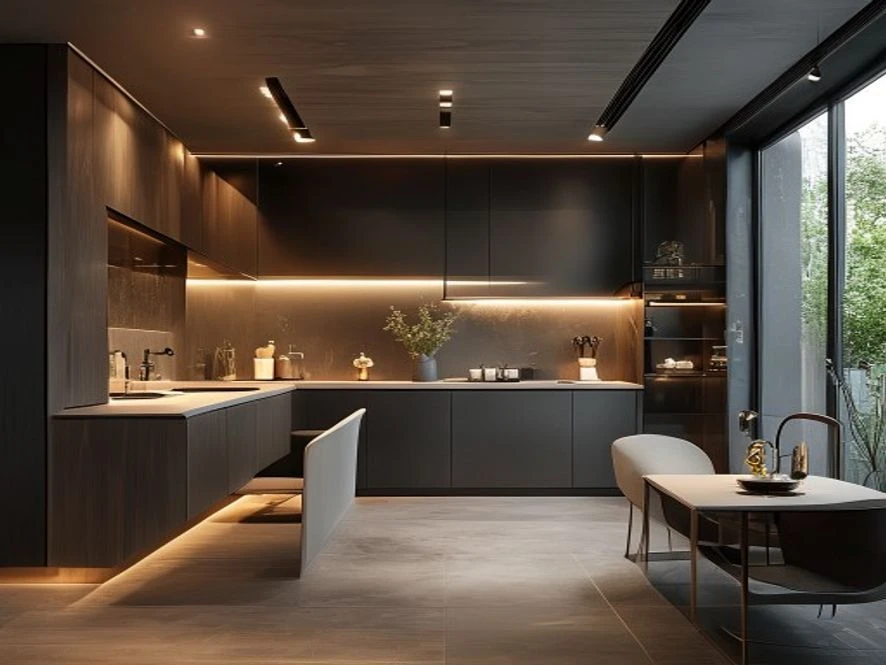 Nội thất phòng bếp 12m2 thiết kế liền kề phòng tắm thông minh