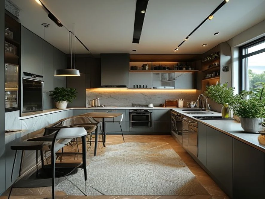 Nội thất phòng bếp 20m2 kết hợp phòng khách