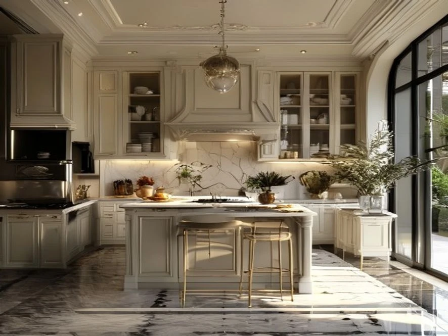 Nội thất phòng bếp 20m2 phong cách cổ điển