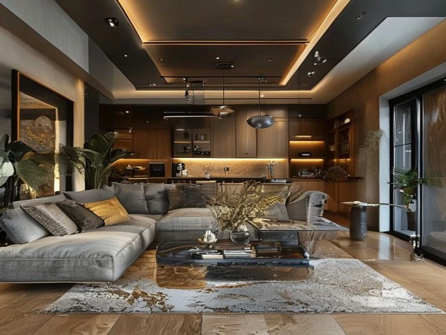 Nội thất phòng khách 30m2 liền thông bếp