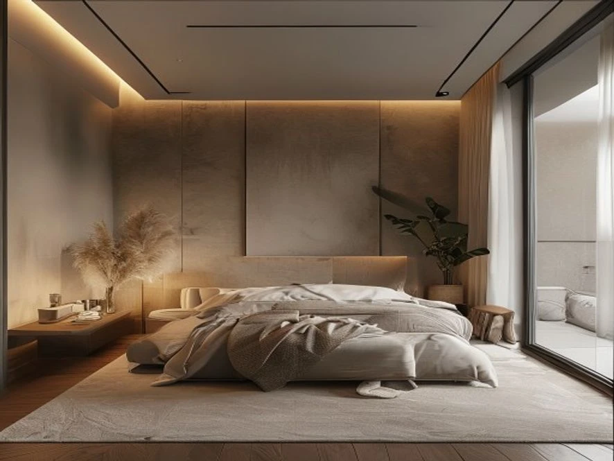 nội thất phòng ngủ 20m2 phong cách tối giản hiện đại