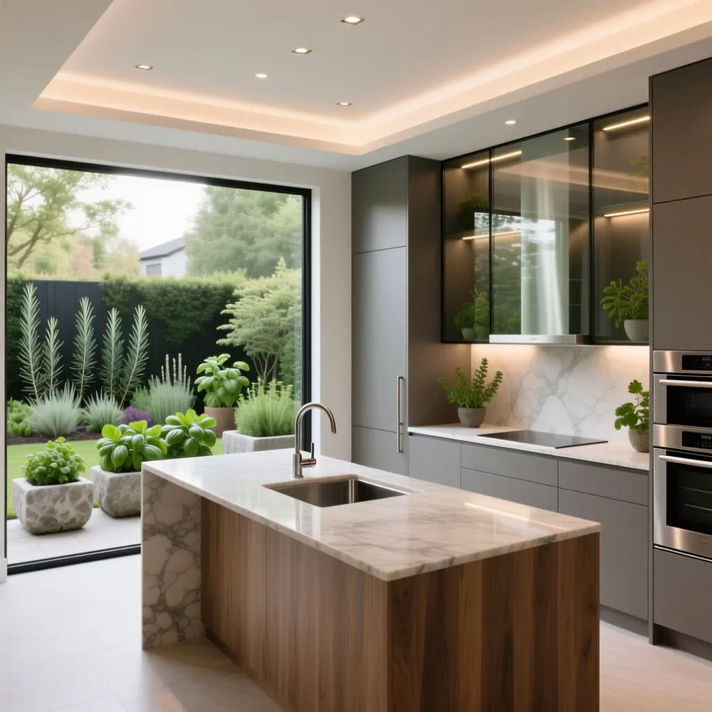Phòng bếp đẹp đơn giản có cửa sổ đón sáng