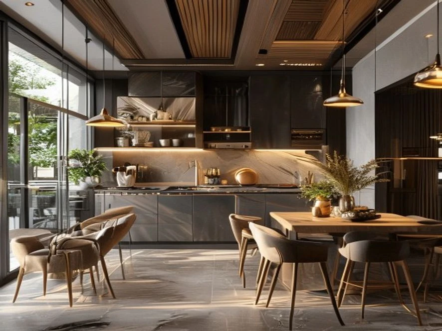 Phòng bếp kết hợp phòng ăn 12m2 đẹp