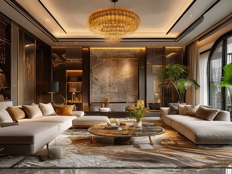 Phong cách Indochine trong mẫu nội thất phòng khách 40m2 đẹp