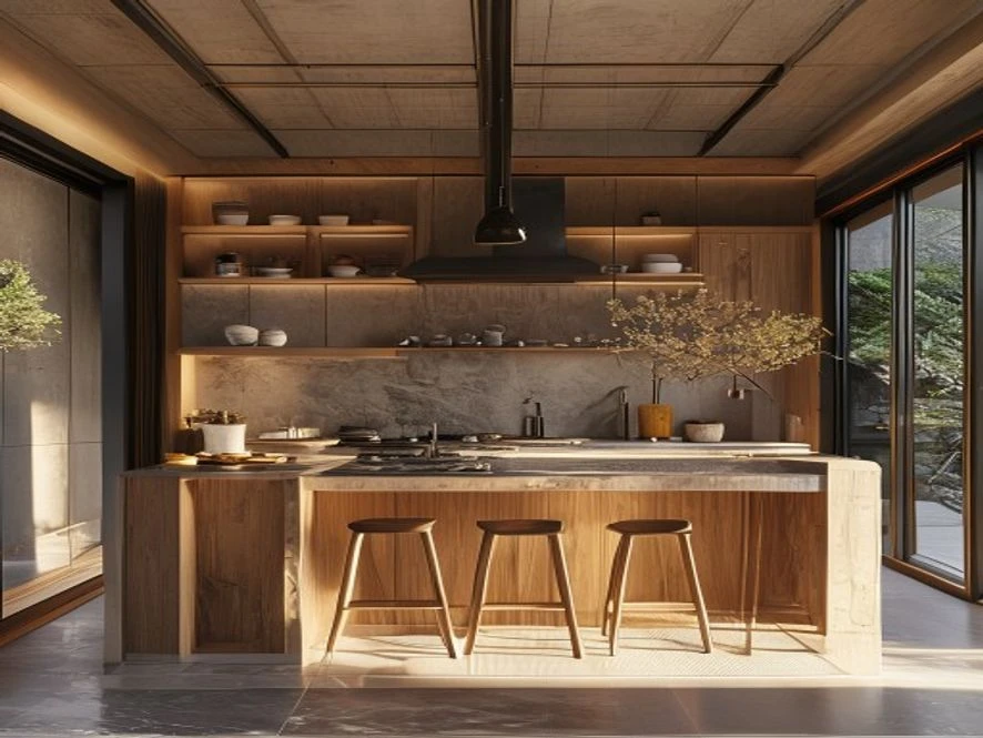 Phong cách Japandi thiết kế nội thất phòng bếp 12m2