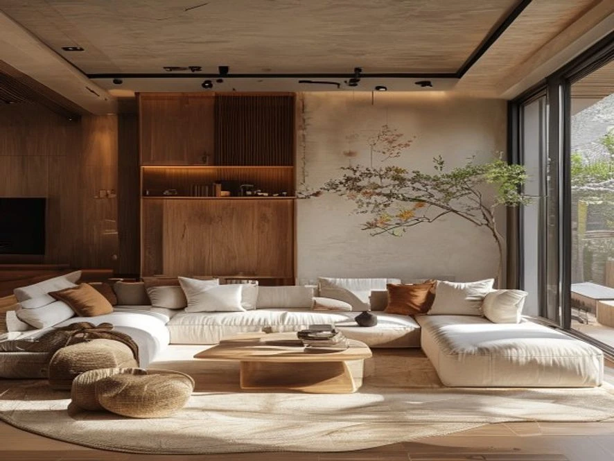 phong cách japandi thiết kế nội thất phòng khách 20m2