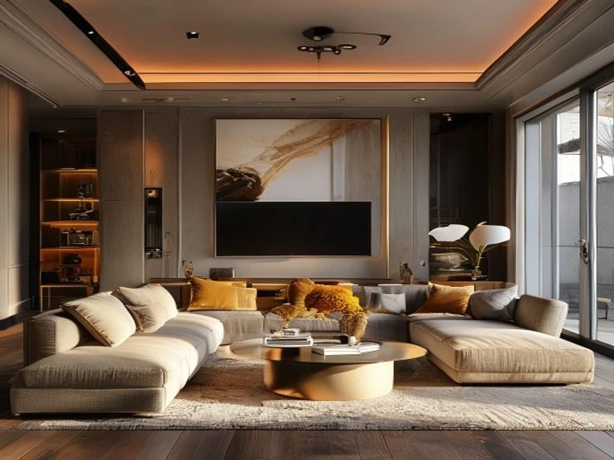 Phong cách Modern Classic trong mẫu nội thất phòng khách 40m2 đẹp
