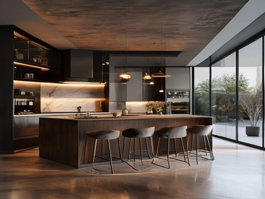Phong cách Modern Luxury thiết kế nội thất phòng bếp 12m2
