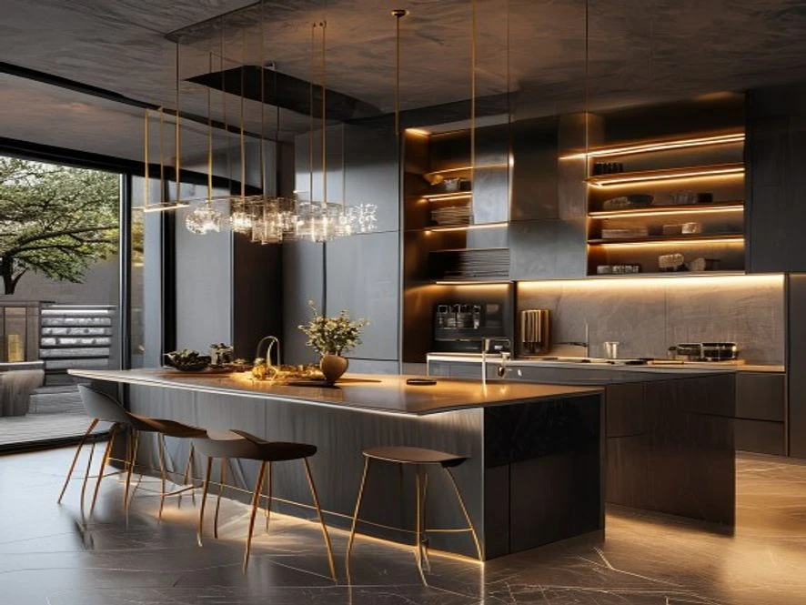 Phong cách Modern Luxury trong nội thất phòng bếp 10m2