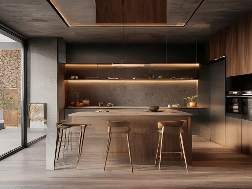 Phong cách tối giản cho mẫu nội thất phòng bếp 12m2 đẹp
