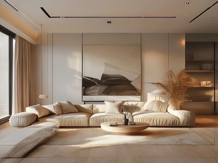 Phong cách tối giản trong mẫu nội thất phòng khách 40m2 đẹp