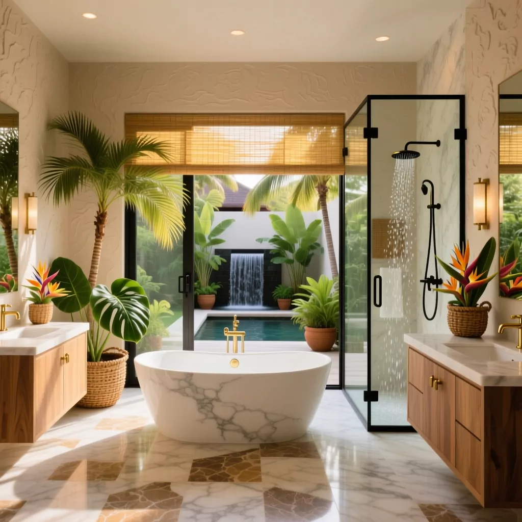 Phòng khách biệt thự đẹp phong cách nhiệt đới