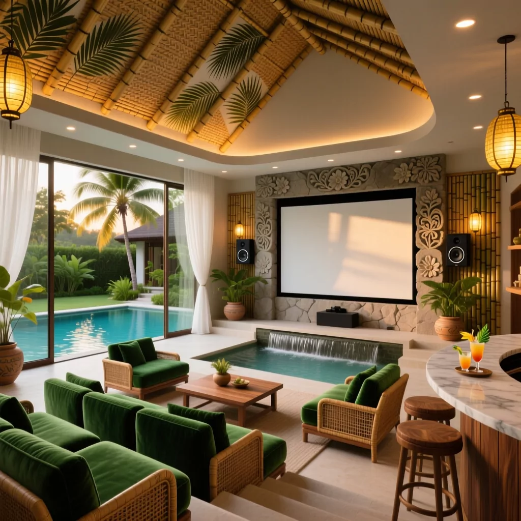 Nội thất phòng ngủ biệt thự phong cách Tropical thư giãn
