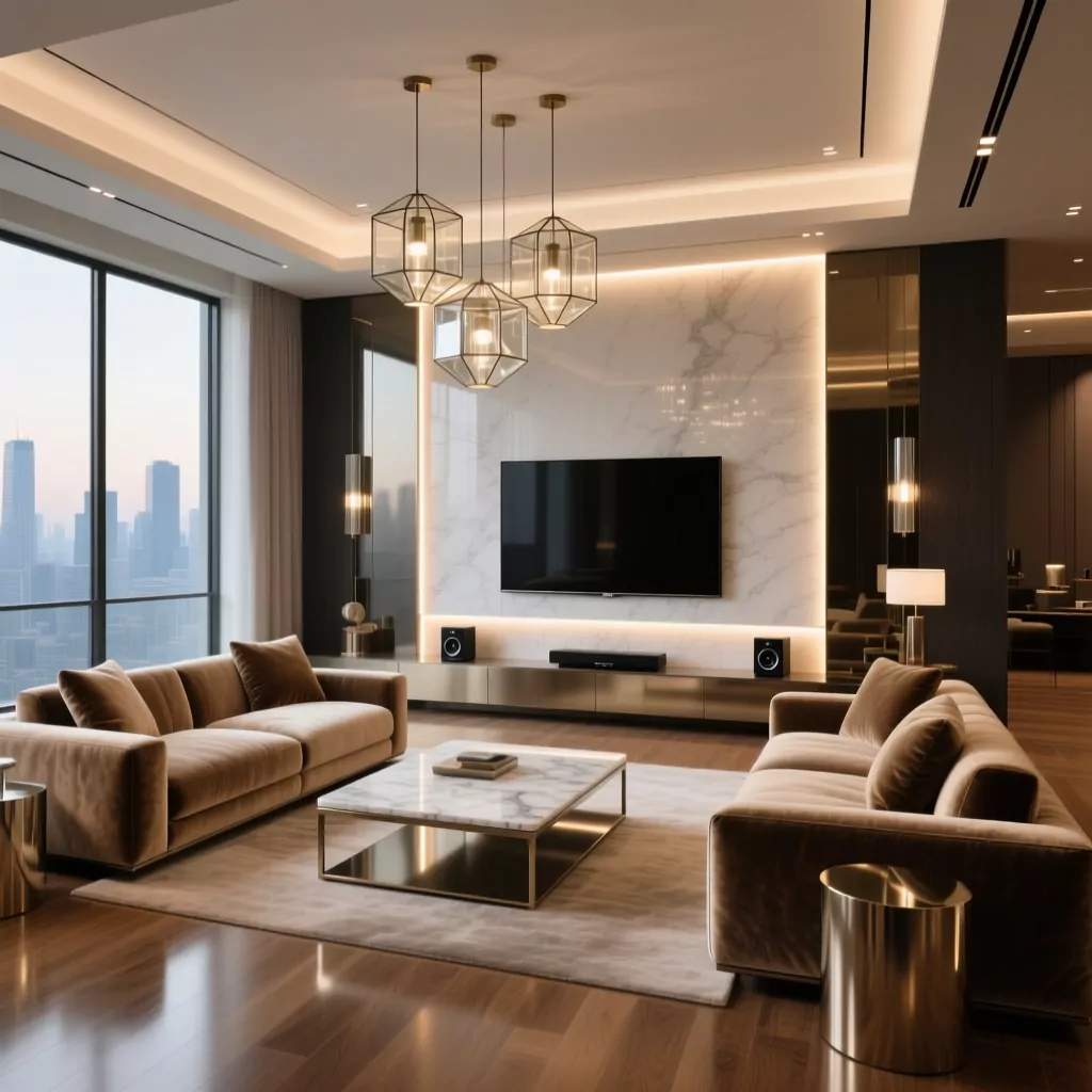 Phòng khách đơn giản đẹp với sofa lớn