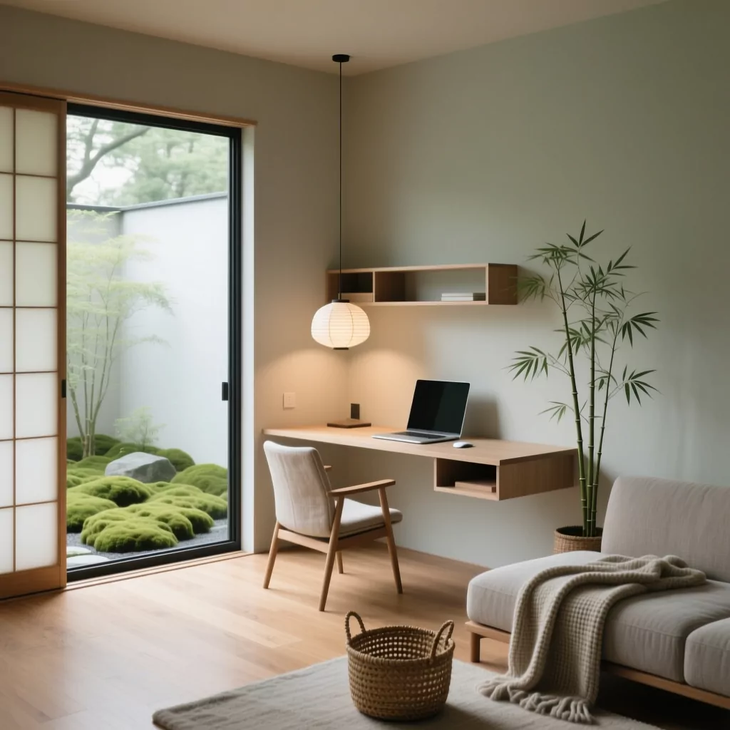 Thiết kế phòng khách hiện đại đơn giản kết hợp góc làm việc