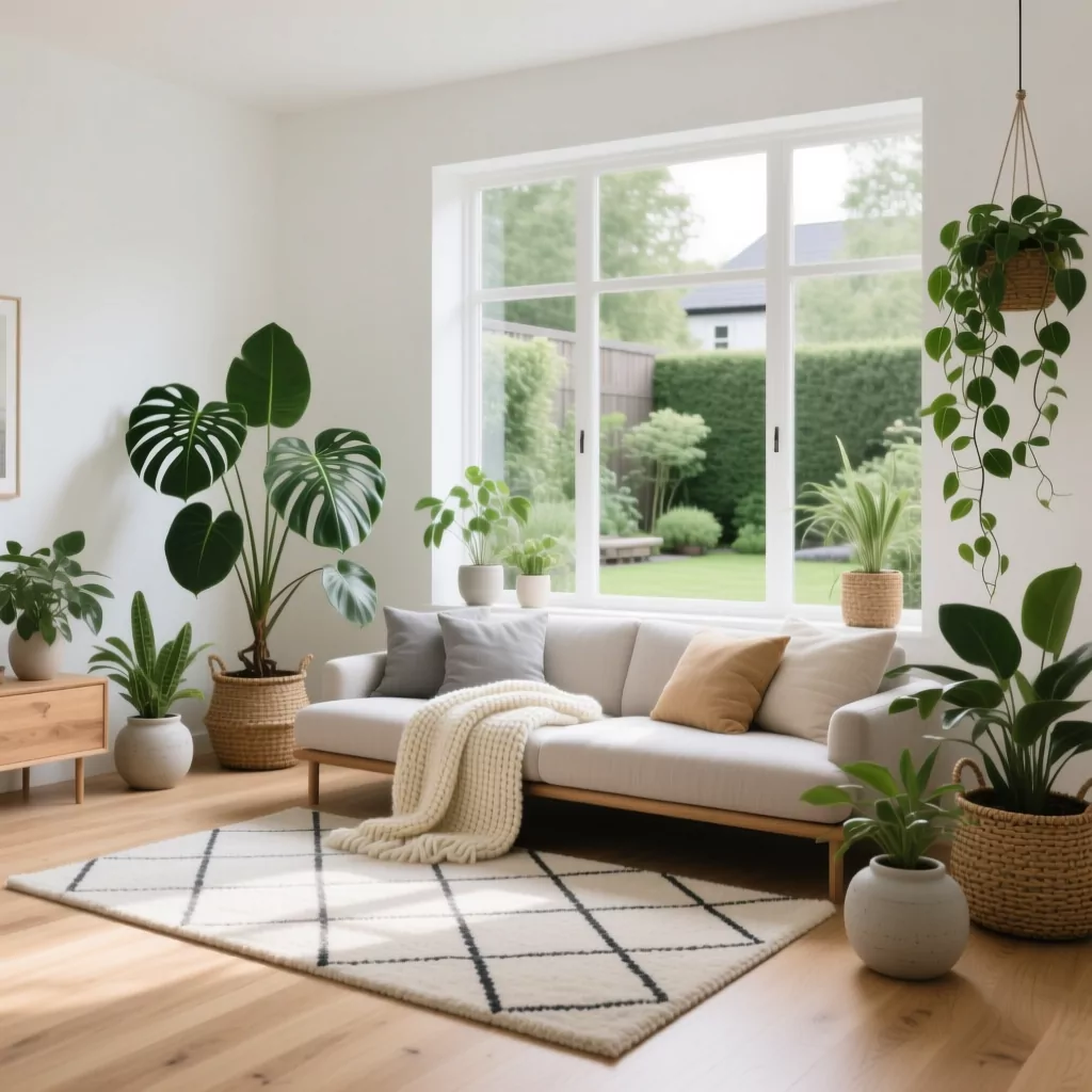 Mẫu phòng khách liền bếp đẹp phong cách Scandinavian