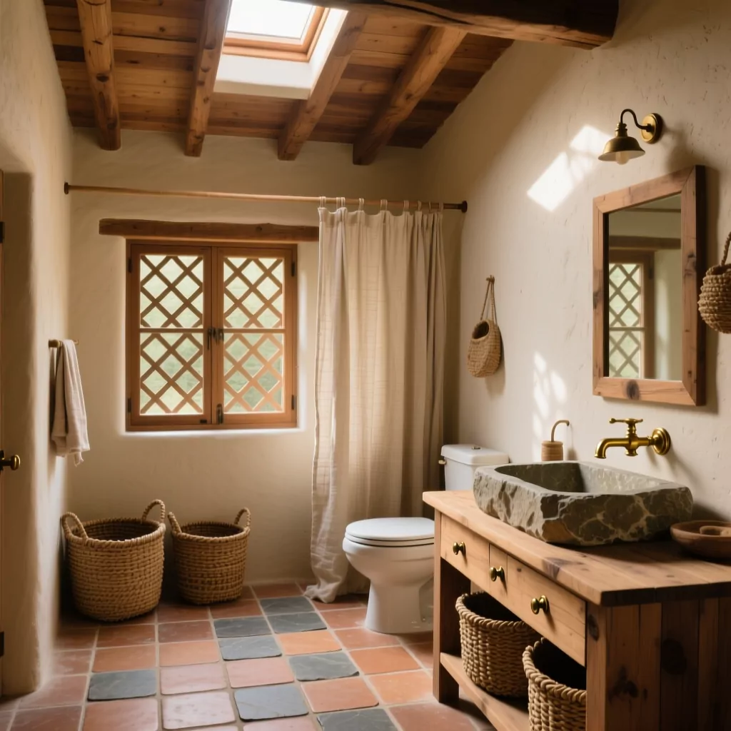 Mẫu phòng khách nhà cấp 4 phong cách Rustic ấm cúng