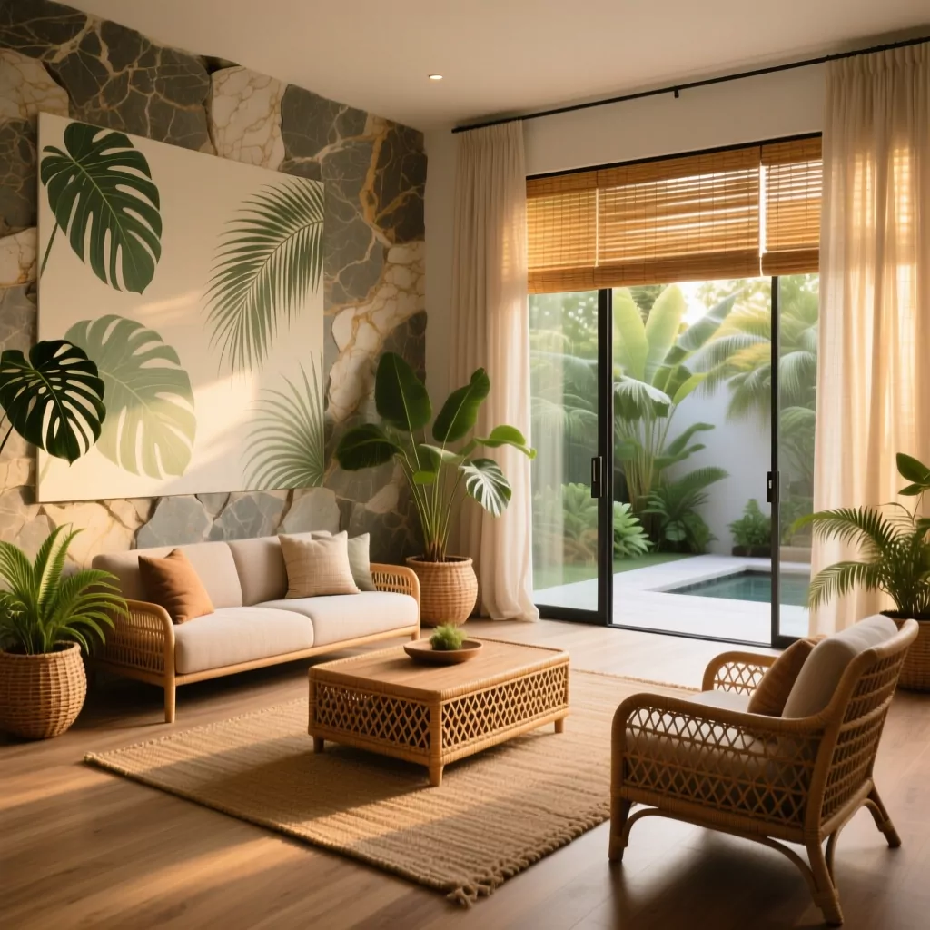 Không gian phòng ngủ trong nhà cấp 4 phong cách Tropical