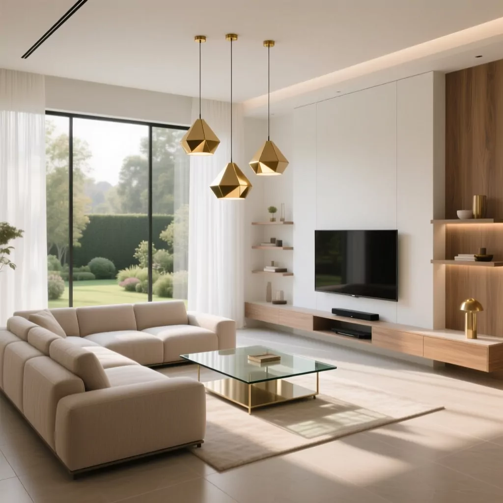 Nội thất phòng khách nhà cấp 4 kết hợp không gian mở với sofa lớn
