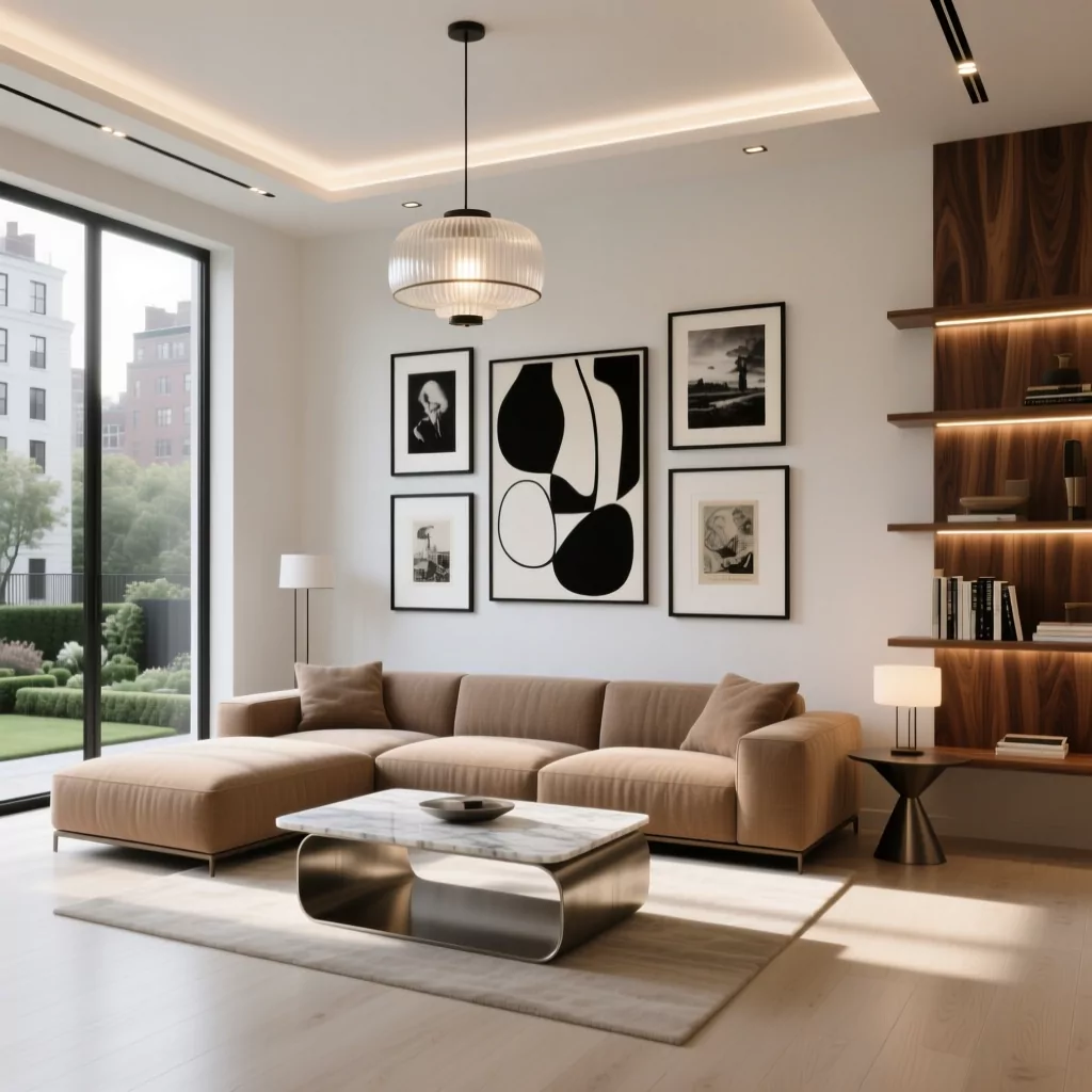 Trang trí phòng khách nhà ống bằng tranh nghệ thuật hiện đại