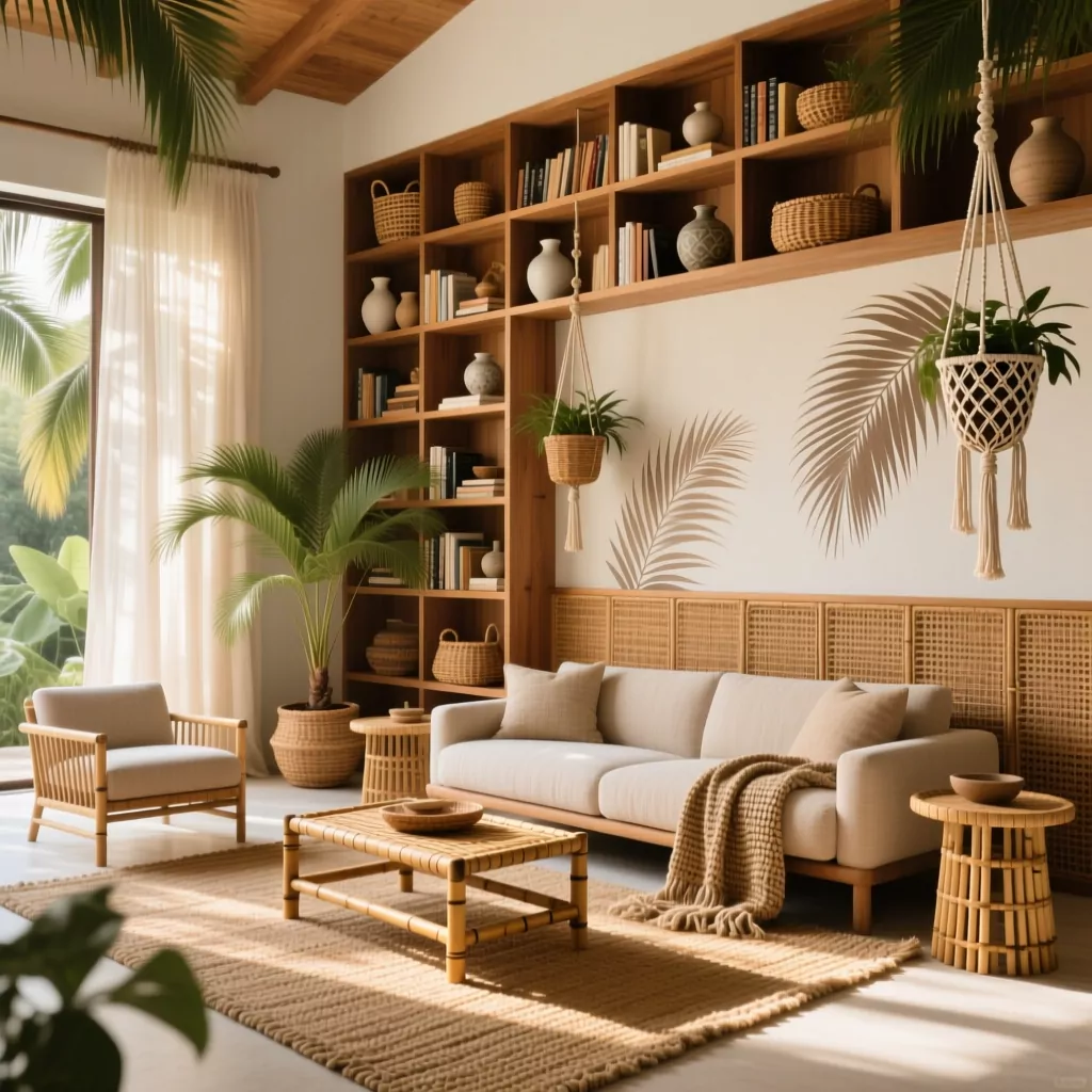 Mẫu phòng khách nhỏ đẹp phong cách Tropical
