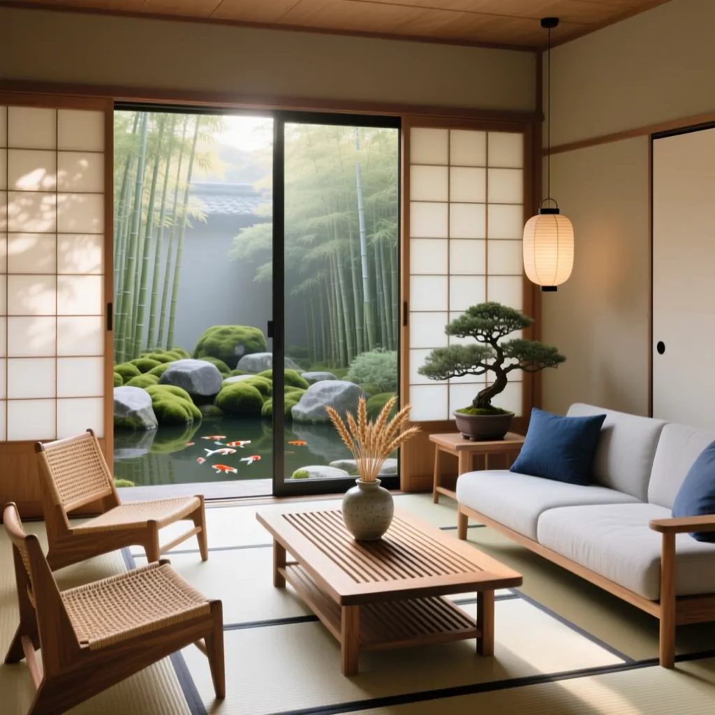 Phòng khách nhỏ đẹp phong cách Japandi