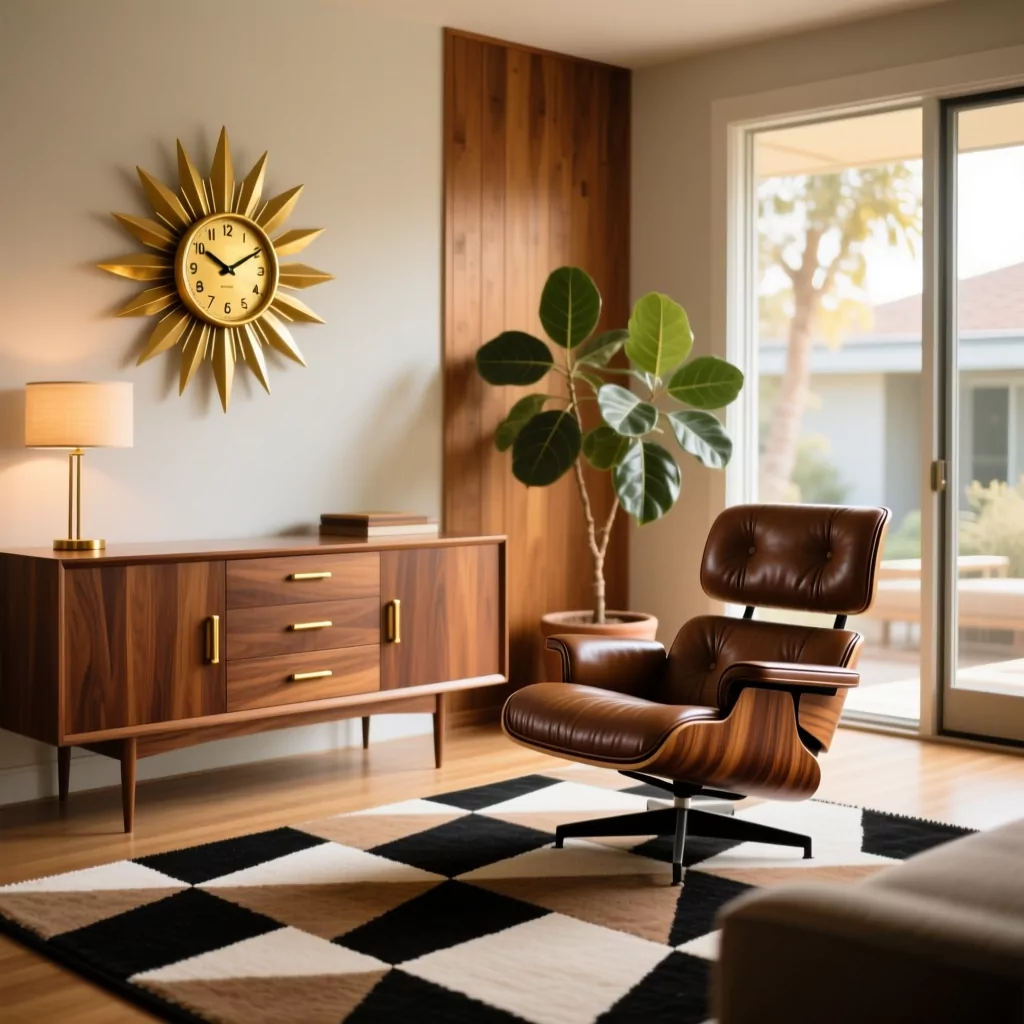 Phòng khách nhỏ đẹp phong cách Mid Century