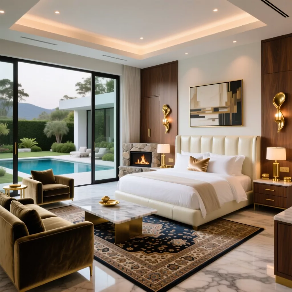 Nội thất phòng khách tân cổ điển liền kề khu vực bếp ăn