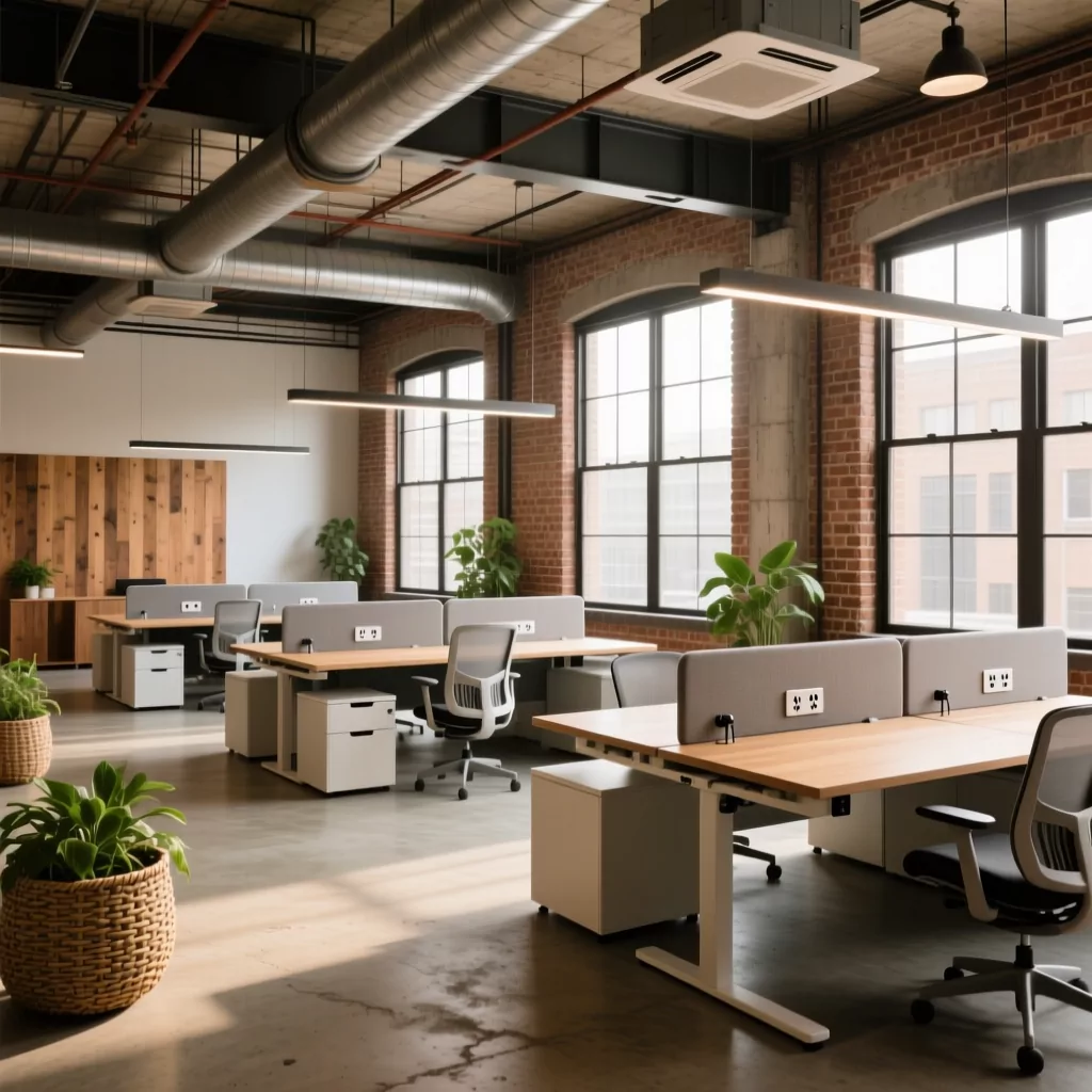 Mẫu phòng làm việc tại nhà phong cách industrial