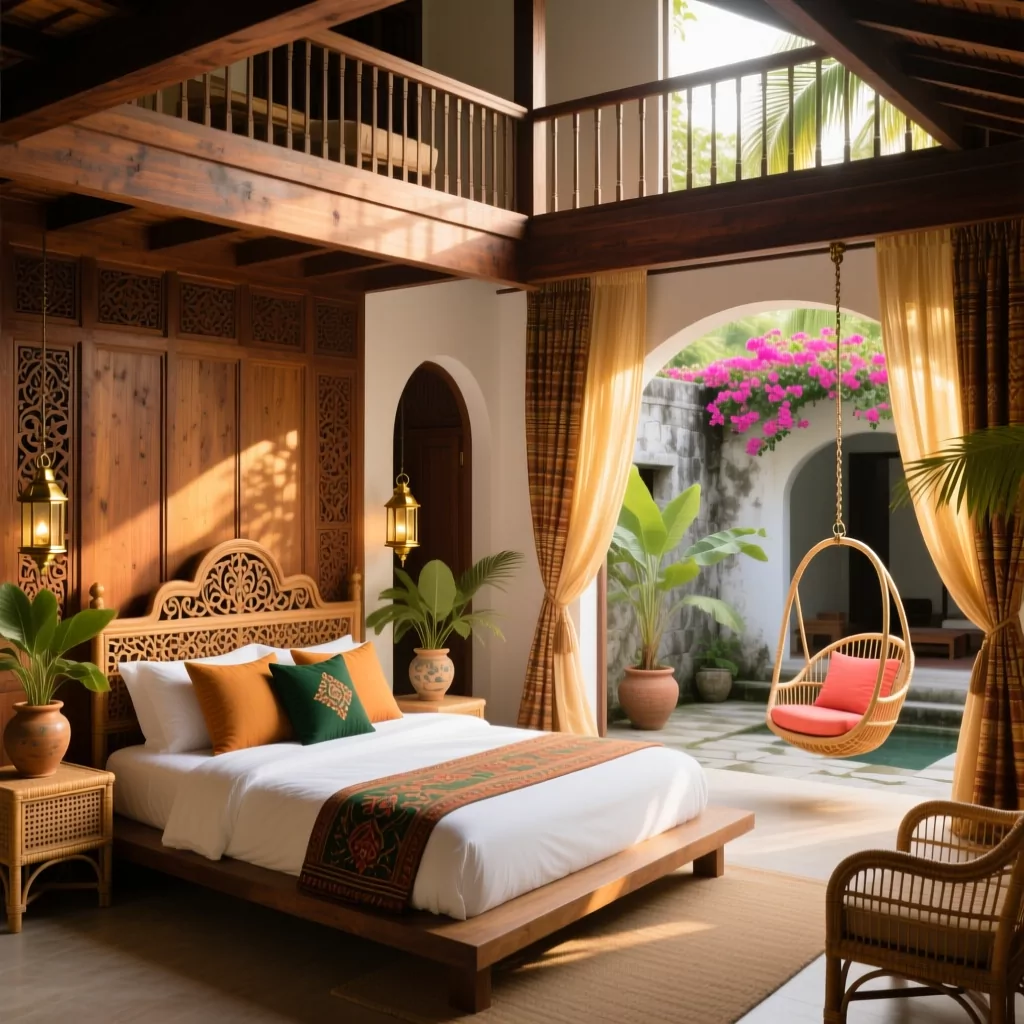 Thiết kế phòng ngủ đẹp cho nữ phong cách Indochine