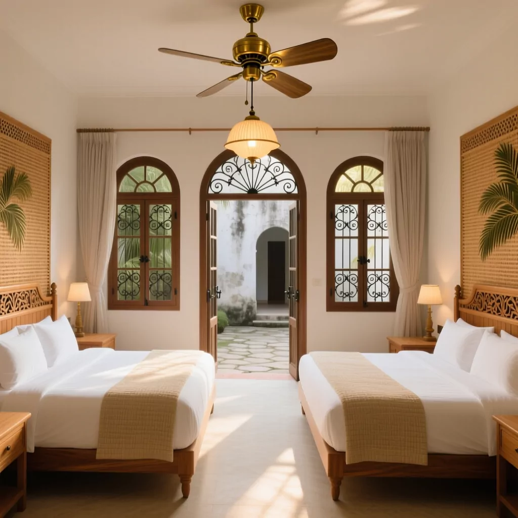 Phòng ngủ đơn giản đẹp phong cách Indochine cách tân