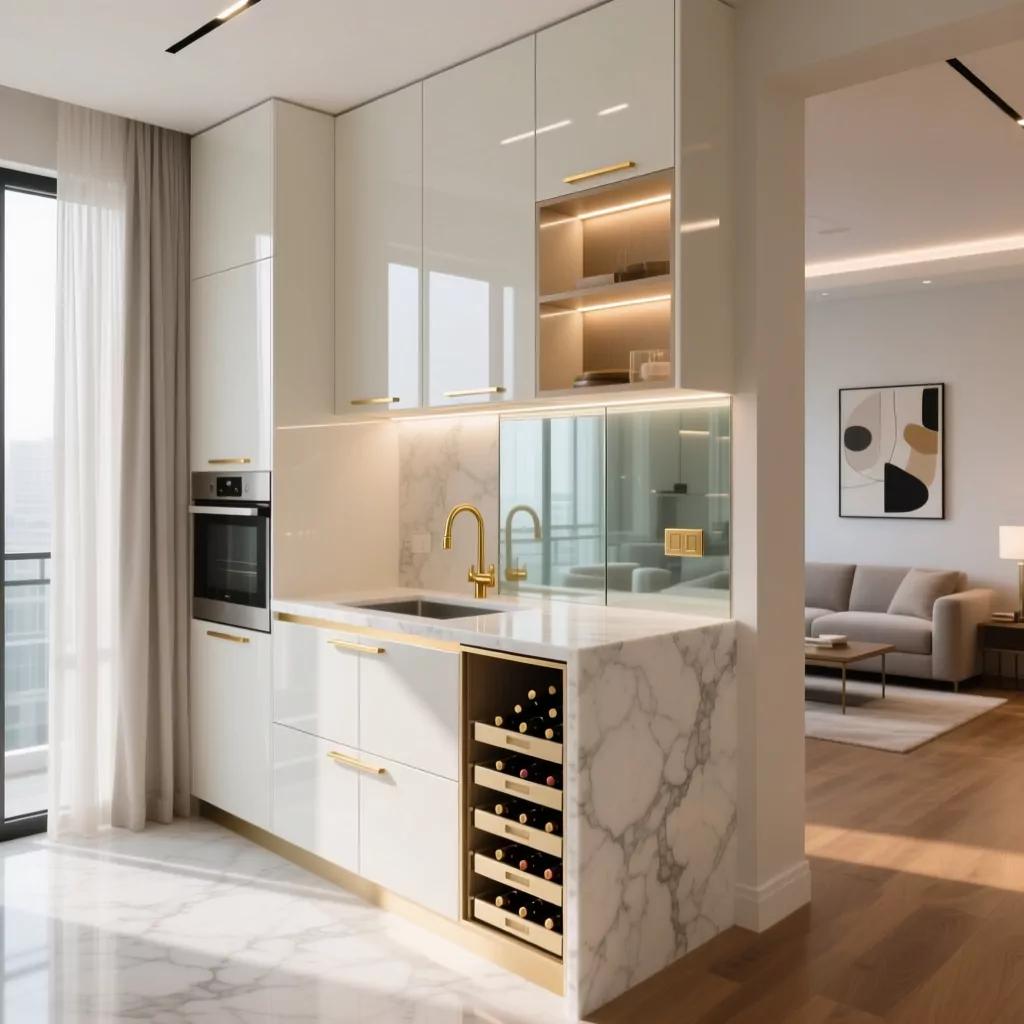 Vật liệu gỗ và kính trong phòng ngủ hiện đại sang trọng