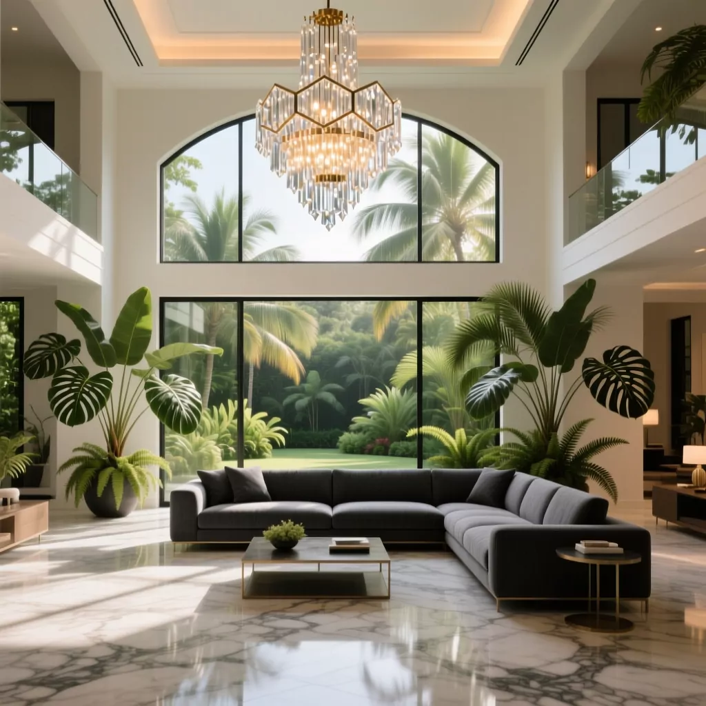 tổng thể nội thất phòng ngủ hiện đại và phòng khách