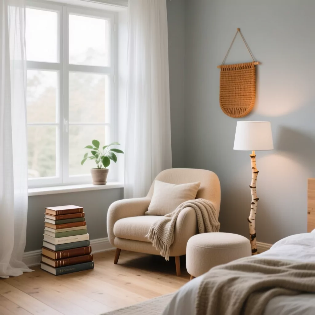 Góc đọc sách phòng ngủ phong cách indochine