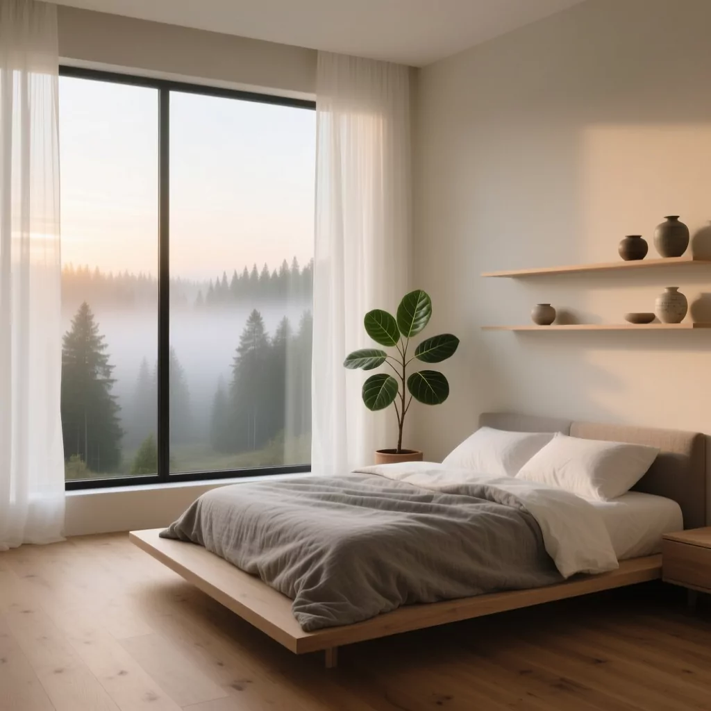 Nội thất phòng ngủ indochine nhiệt đới xanh mát
