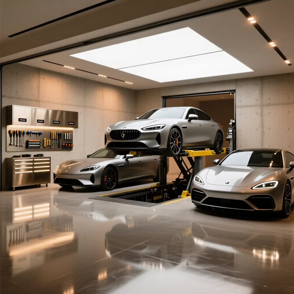 Garage biệt thự đồng bộ phòng ngủ sang trọng