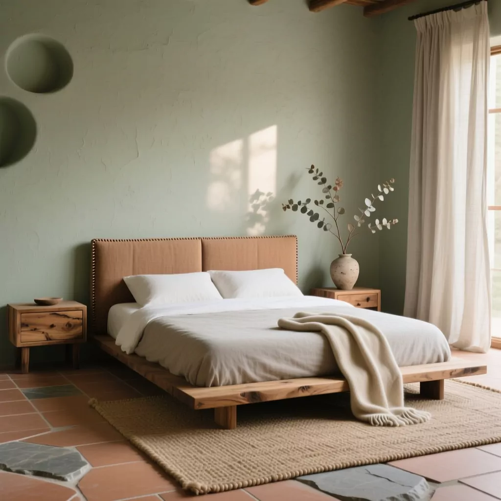 Nội thất phòng ngủ tối giản phong cách Wabi Sabi ấm cúng