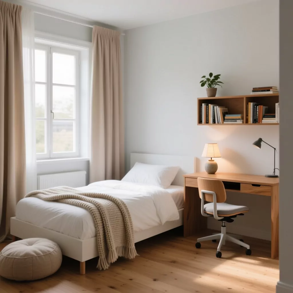 Mẫu phòng ngủ minimalist phong cách Scandinavian tươi sáng